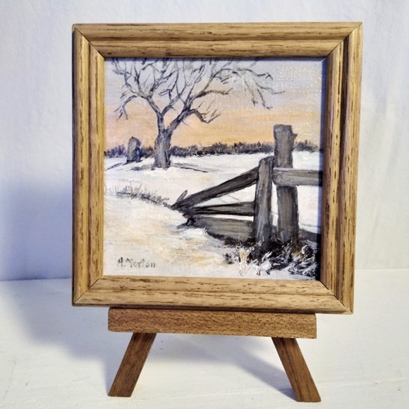 Small rustic painting signed H Morton. - Picture 1 of 2